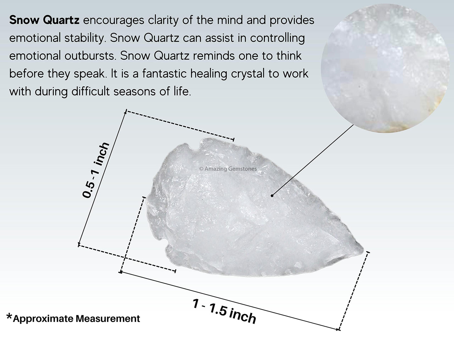 Amazing Gemstone 5 Pieces Snow Quartz Arrowhead, Crystal and Healing Stone Flint Rock Arrow Head - 1 to 1.5 Arrowheads for DIY Project Craft Point Jewelry Making