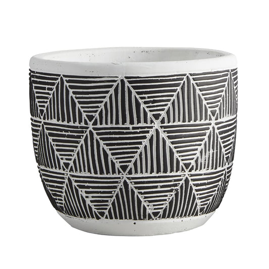 47th & Main Cement Planter Pot, 4.9" Tall, Black Geometry