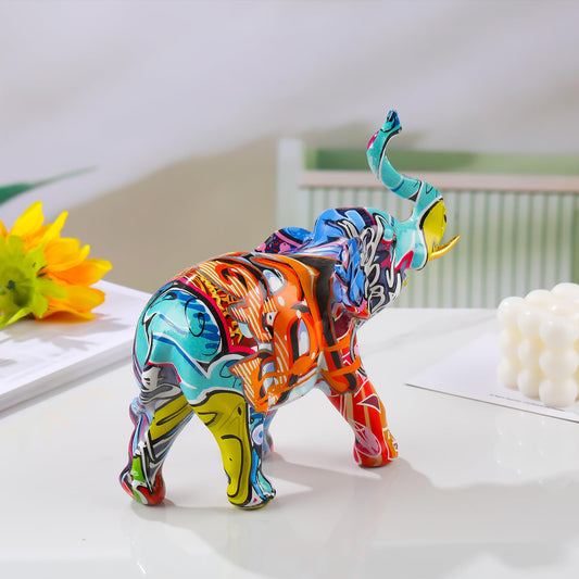 Arikyrist Resin 7.4in Art Colorful Elephant Collectible Figurines Birthday Christmas Cute Elephant Gifts for Women Mom Children Decoration for Home Office