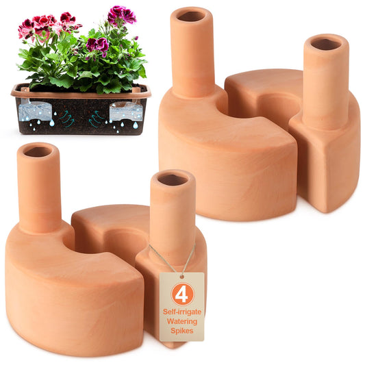 Blushtier 4 Pcs Terracotta Watering Spikes Large Capacity Tank Self Watering Planter Water Storage Reusable Automatic Terracotta Water Devices Self Irrigation System for Houseplants Garden Flowers