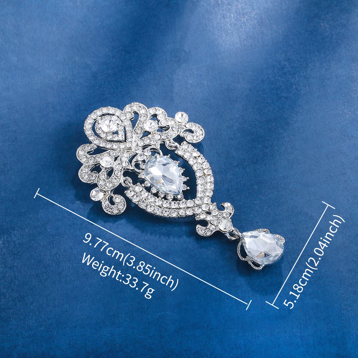 MEEDOZ 2 Pieces Crystal Rhinestone Marquise Pear-Shaped Teardrop Flower Brooch Pin Set for Women DIY Bridal Wedding Bouquet Kit (Silver-02)