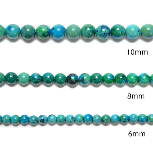Land Long 120pcs(2 Strand/Set) 6mm Azurite Gemstone Beads with Healing Power, Smooth Round Energy Stone Beads for Jewlery Bracelets Earrings Making DIY