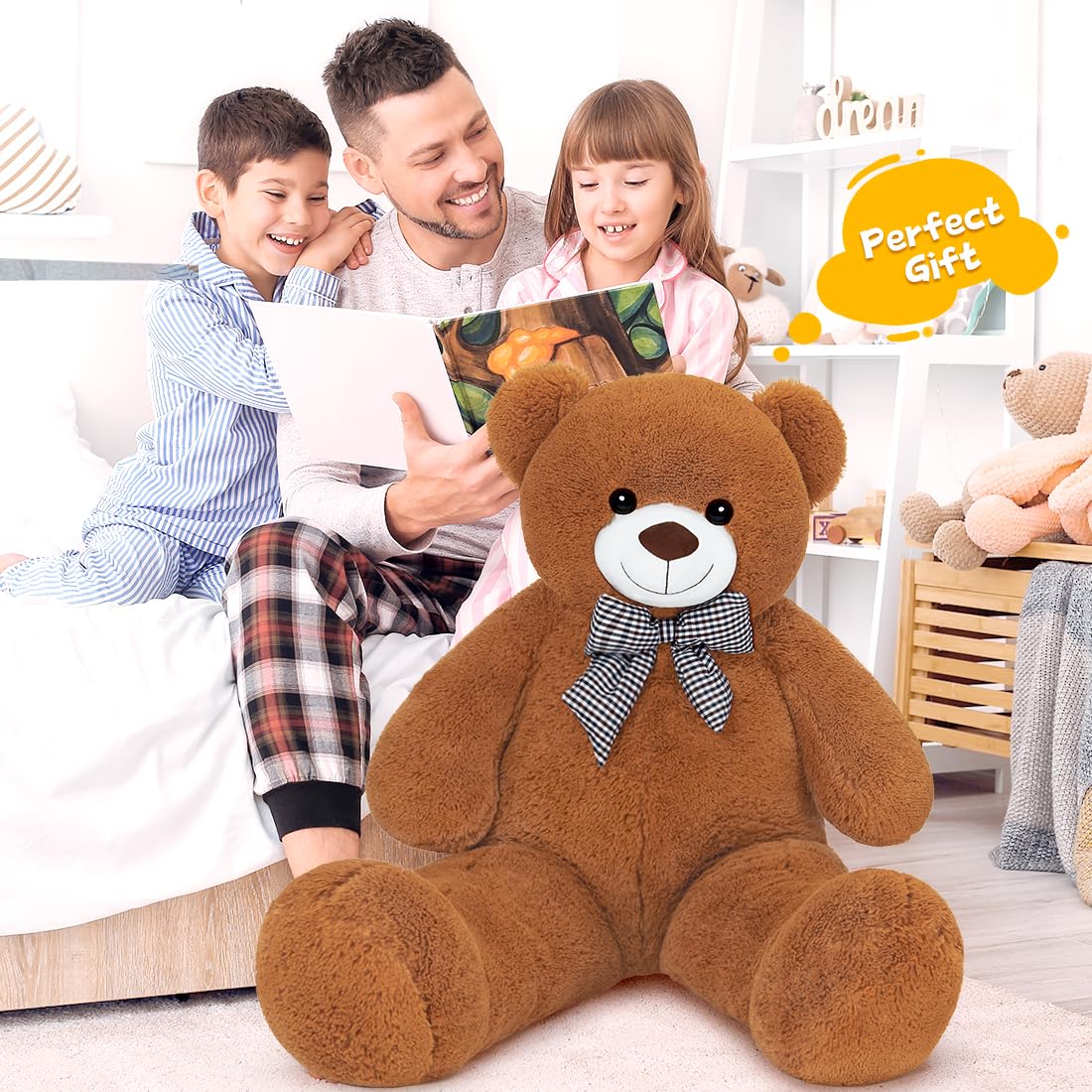 Yeqivo 47" Giant Teddy Bear Plush, 4FT Big Brown Stuffed Animal, Cuddly Soft Chocolate Teddy Bear Gifts for Girlfriend Kids, Baby Shower Decor for Valentines Christmas Birthday