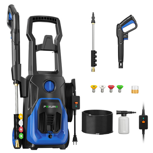 POXURIO Electric Pressure Washer, 4000PSI 2.8GPM Power Washer, 3-in-1 Self-Priming High Pressure Cleaning Machine with Foam Cannon for Cars/Fences/Driveways/Patios/Home Cleaning
