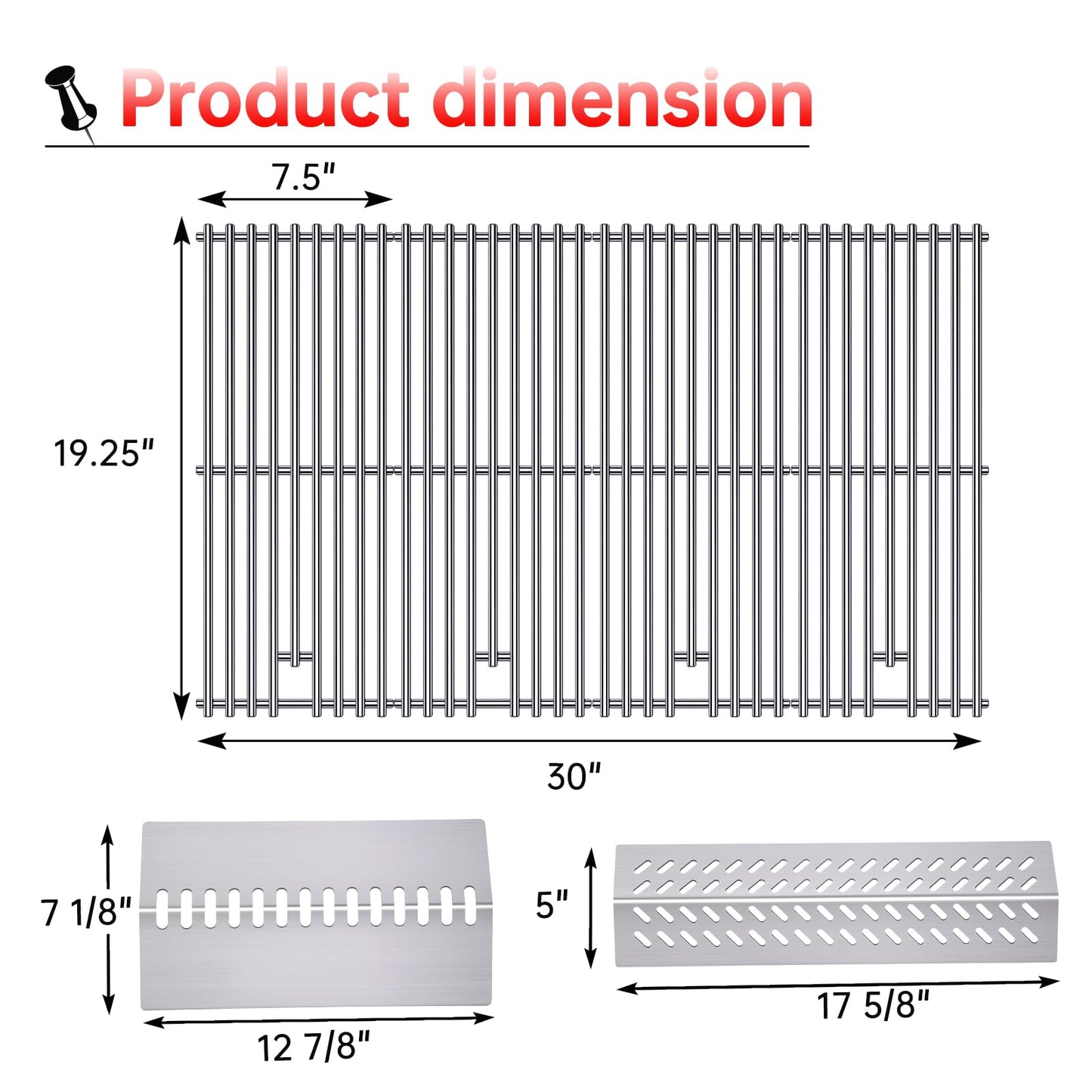 Cozilar 16GA Grill Heat Plates 9MM 16517 Grill Grates for 16631 16520 Bull Grill Replacement Parts, BBQ Bull Angus 4 Burner 47628 47629, Bull Outlaw 26038 26039, Steer Premium 69008, Lonestar 87049