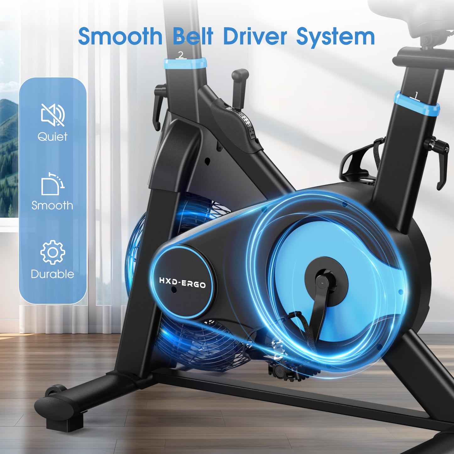 HXD-ERGO Exercise Bike, Magnetic & Air Resistance Indoor Bike, Stationary Bike for Home with Silent Belt Drive, Adjustable Resistance, App Compatible Cycling Bike with LCD Monitor, 350lbs Capacity Workout Bike