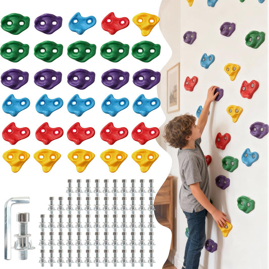 SREHRLY 30 PCS Rock Climbing Holds for Kids,Adult Rock Wall Holds Large Climbing Rock Wall Grips for Indoor and Outdoor Playground Play Set with Hardware