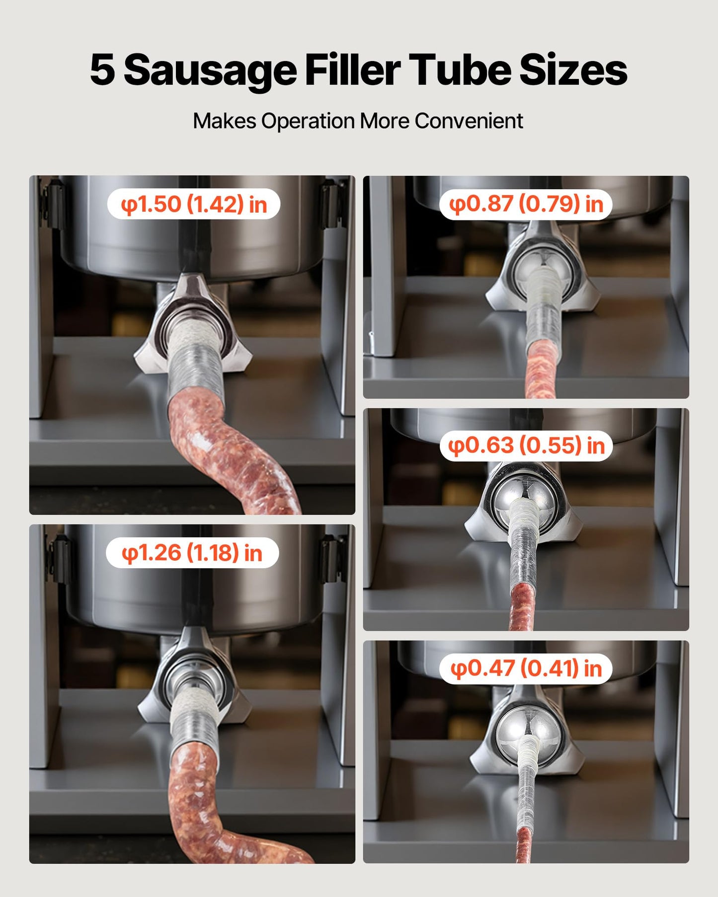 VEVOR Manual Sausage Stuffer, 11 LBS / 5 L Vertical Meat Stuffer, Dual-Speed Sausage Casing Meat Filling Machine, Stainless Steel Heavy Duty Filler with 5 Stuffing Tubes, for Commercial & Home Use