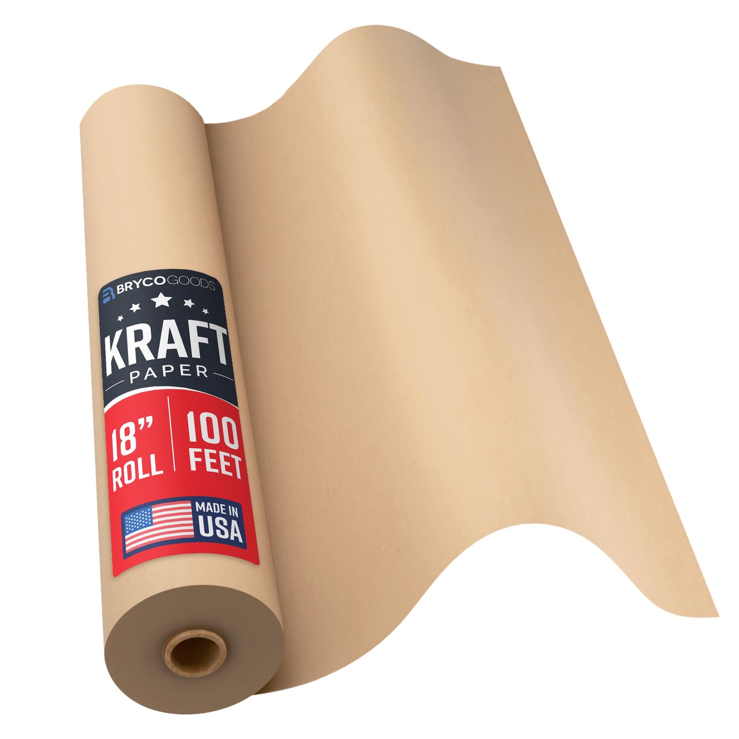 Bryco Goods 18" x 1200" Brown Kraft Packing Paper - USA Made - Versatile for Different Arts and Crafts Projects - Pin Up Your Work Or School Notes - Create Vision Board for Your Bedroom
