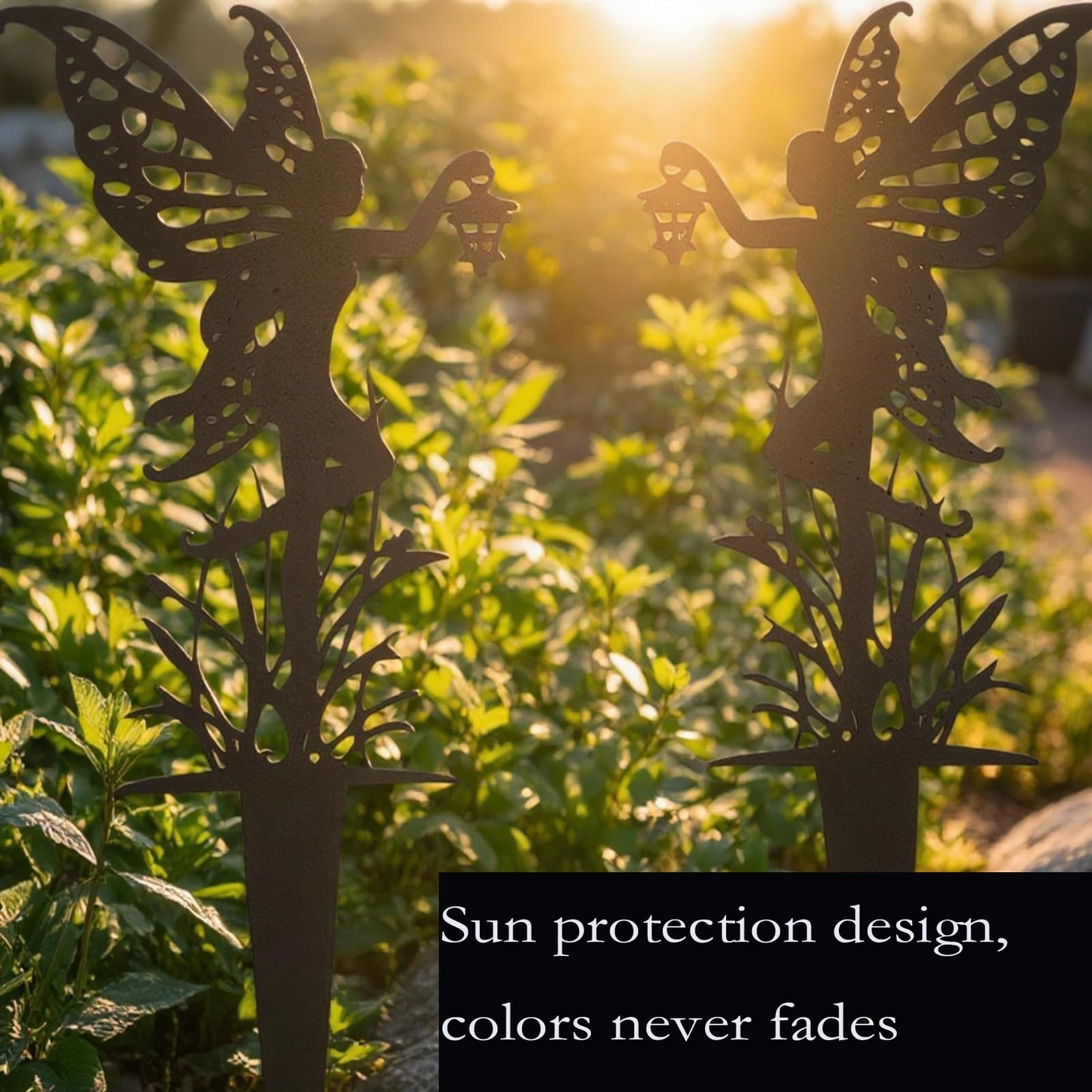 AJHXZMFC Decorative Garden Stakes， Fairy Garden Stakes, Butterfly Fairy Stakes for Weather Resistant Black Metal Outdoor Decorative Art for Women Gift (Matte Black, 18P-A)