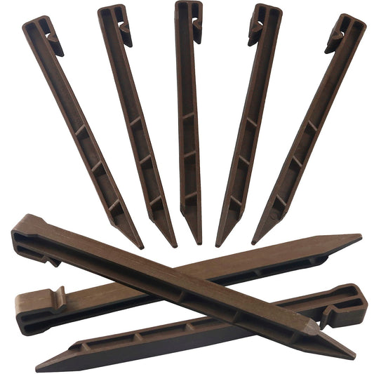 30 PCS Brown Landscape Edging Garden Stakes, 10 Inch Landscaping Anchoring Spikes Heavy Duty Plastic Garden Netting Ground Stakes Brown for Edging & Terrace Board