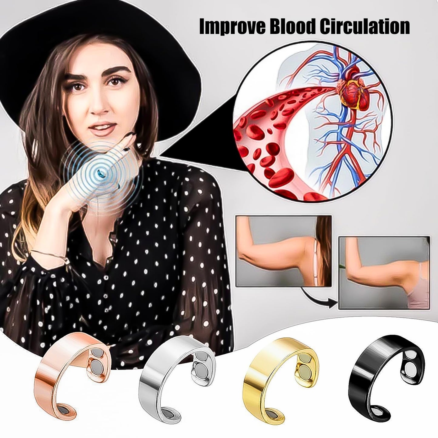 NUBLIXIP 4PCS Magnetic Acupressure Rings for Women, Migraine/Anti Snoring/Fatigue Relief Sleep Aid Lymphatic Therapy Ring
