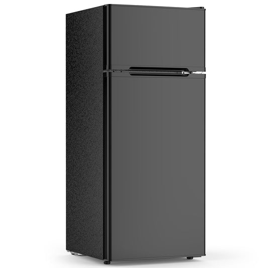 4.5 Cu.Ft Dorm Fridge With Freezer, 2-Door Compact Refrigerator With 2 Removable Shelves, 3 Level Adjustable Thermostat, Commercial Office Fridge for Bedroom, Kitchen, Apartment, Dorm, Black