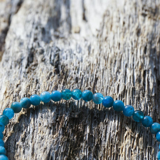 4MM Blue Apatite Bracelet for Unisex | Natural Third Eye & Throat Chakra Crystal Stone for Future, Feng Shui, Meditation, Divination, Amulets | Anxiety Stress Relief | fits for small wrist size