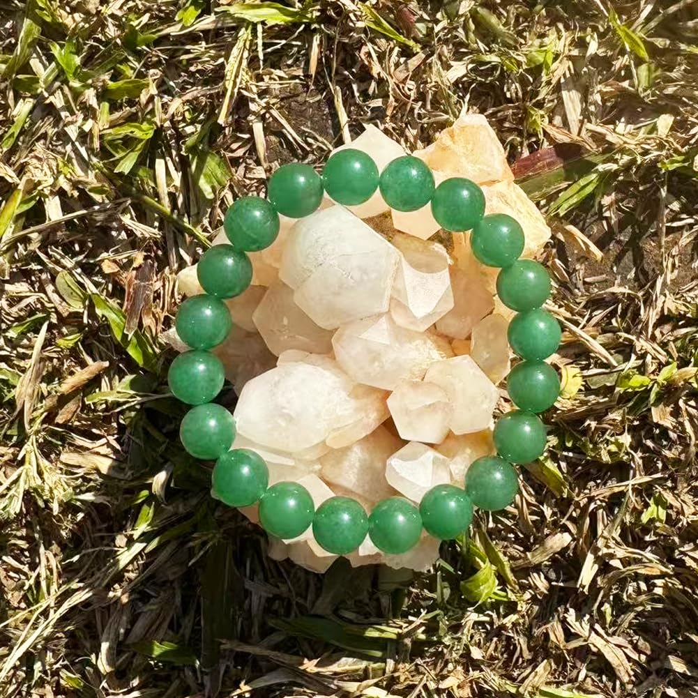 10mm Green Aventurine Bracelet for Women Men | Natural Luck Prosperity Stone Beads - Handmade Heart Chakra Crystal Jewelry for Abundance Meditation | Beading Tool Kit - Fits for 7-8" Large Wrist