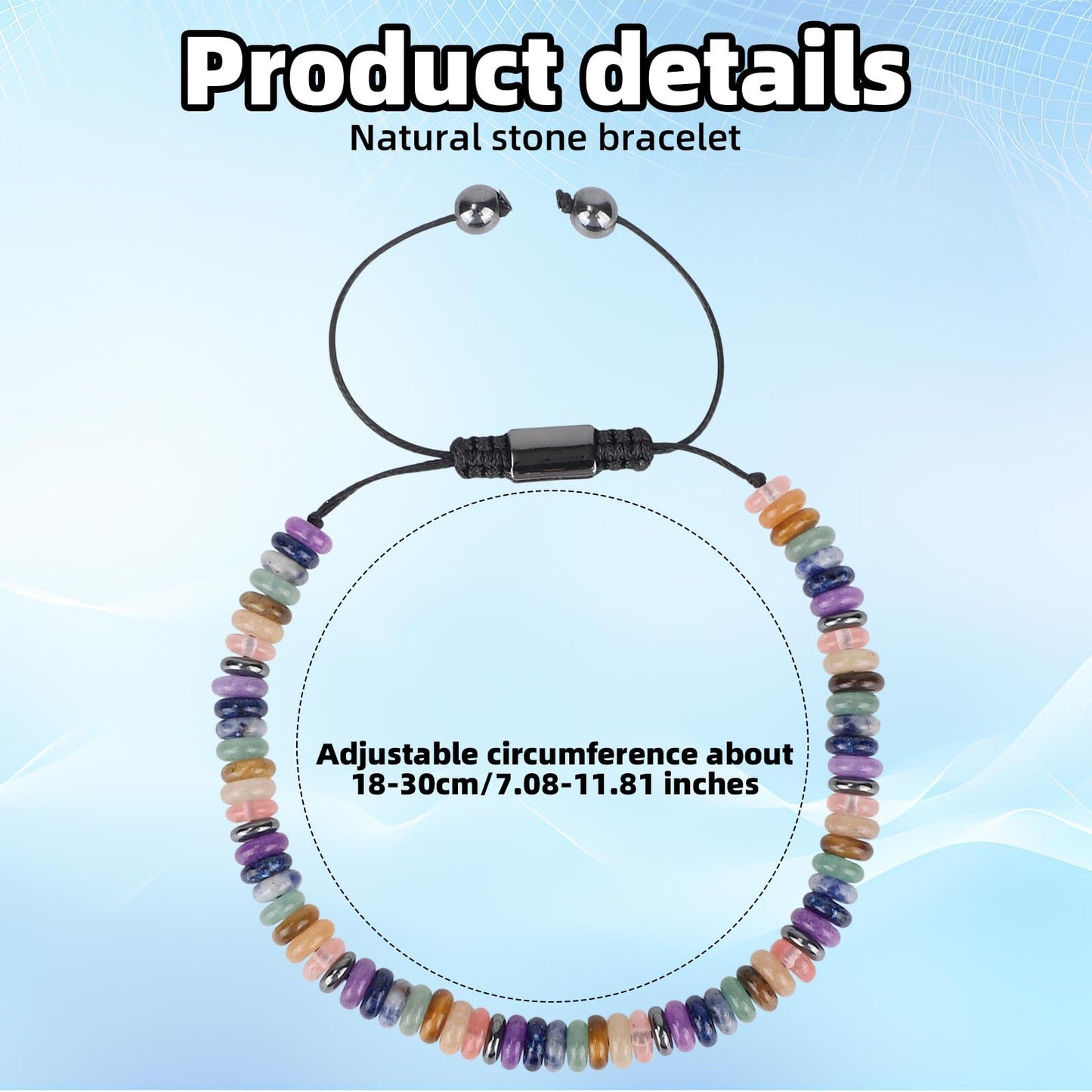 Mikovivi Inspirational Gift for Women, Colorful 7 Chakras Natural Stone Bracelet Adjustable Yoga Spiritual Crystal Beaded Bracelets Encouragement Jewelry for Women Men