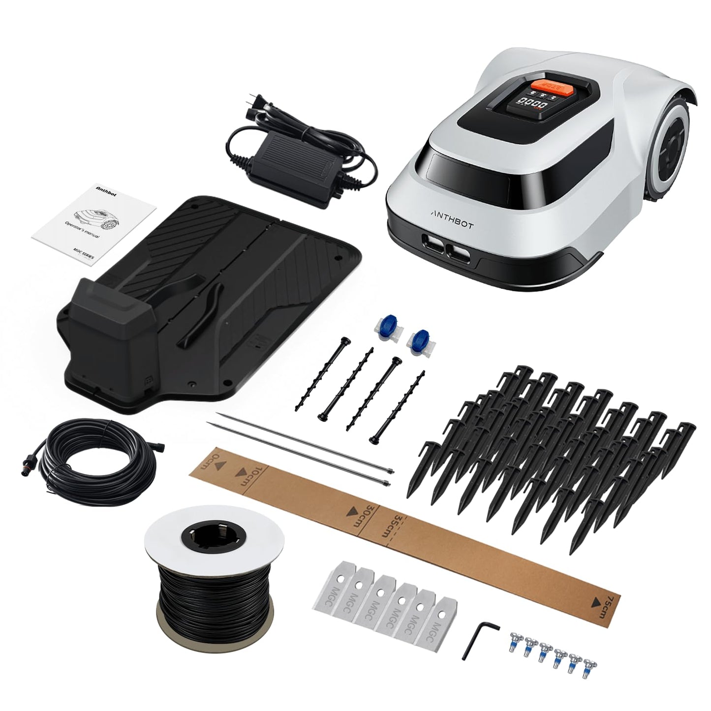 Robot Lawn Mower with Stable Boundary Wire for 1/4 Acre - 300% Higher Efficiency of Grid-Shaped Mowing Path, Automatic Robotic Lawn Cutter Mowers with Auto Mapping & Recharge, IPX6 Waterproof