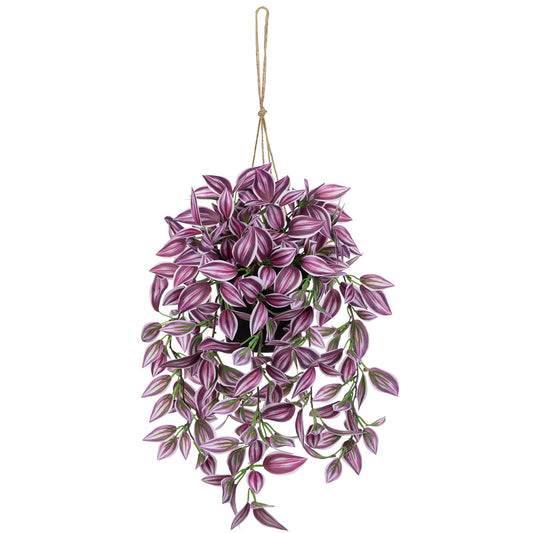 Briful Fake Hanging Plants 17.7" Faux Watermelon Peperomia Silk Plants with Black Pot Artificial Hanging Greenery for Home Garden Balcony Front Porch Outdoor Decor