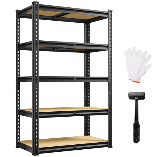 5 Tier Storage Shelves 2020LBS Garage Shelving,Adjustable Heavy Duty Metal Shelving Unit Utility Rack for Garage,Kitchen Pantry Shelf for Warehouse,Closet,Commercial,28" W x 12" D x 59.8" H,Black