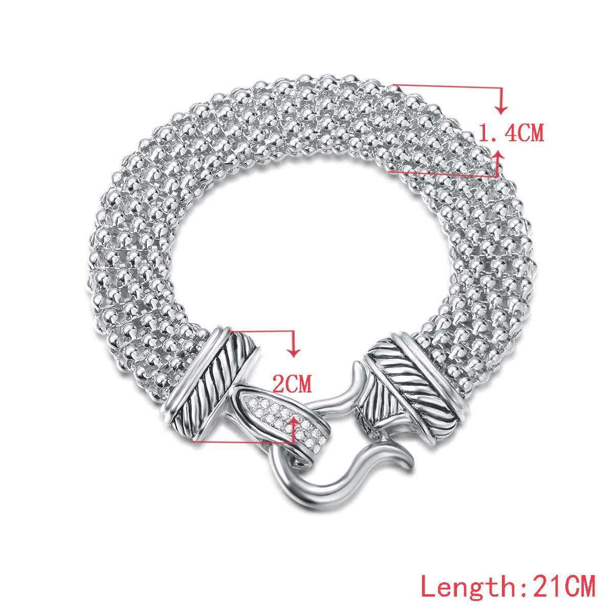UNY Jewelry Antique Fashion Popcorn Chain Designer Brand Inspired Women Unique Christmas Gifts Bracelets (Silver)