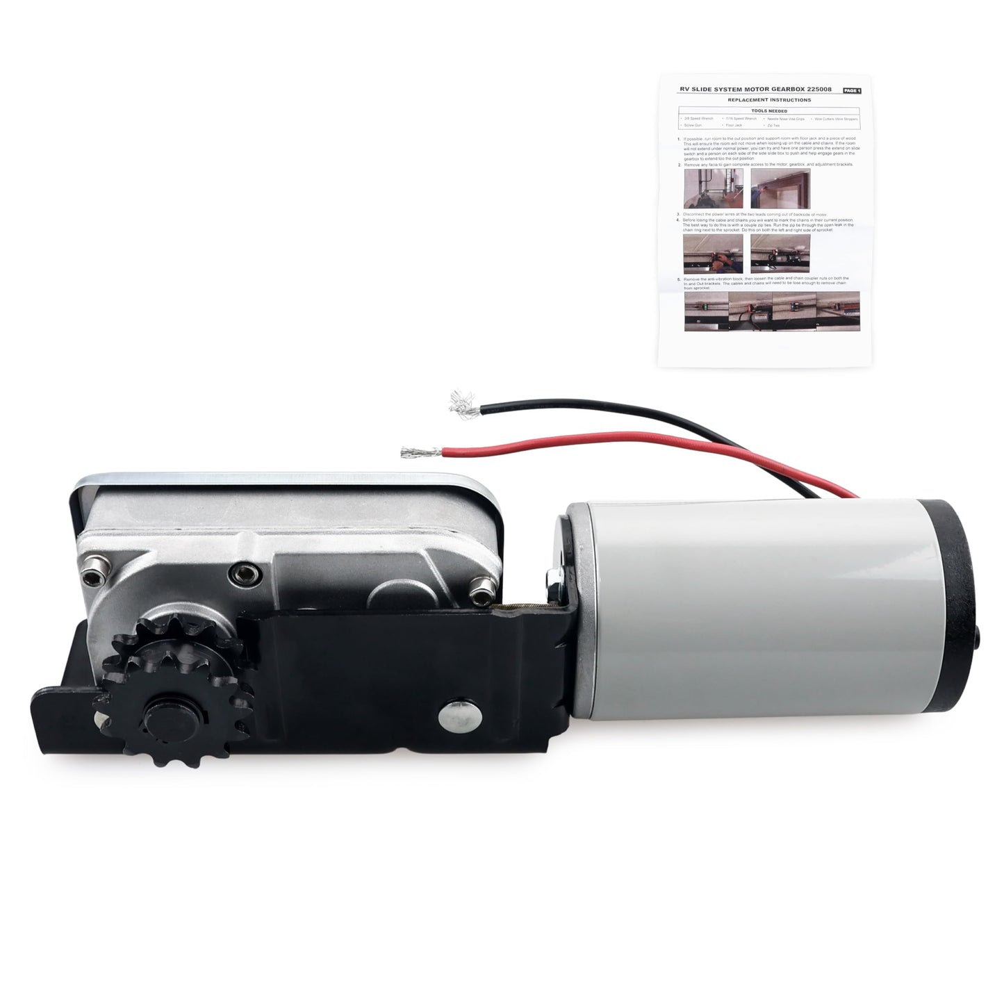 MiCCiKA 225008 rv Slide Out Motor Compatible with BAL Accu-Slide Cable Slide Out System, with R25076 R25076-1 RV Slide Out Gear Box and R25075 High Torque Motor for Travel Trailer Camper | 12V
