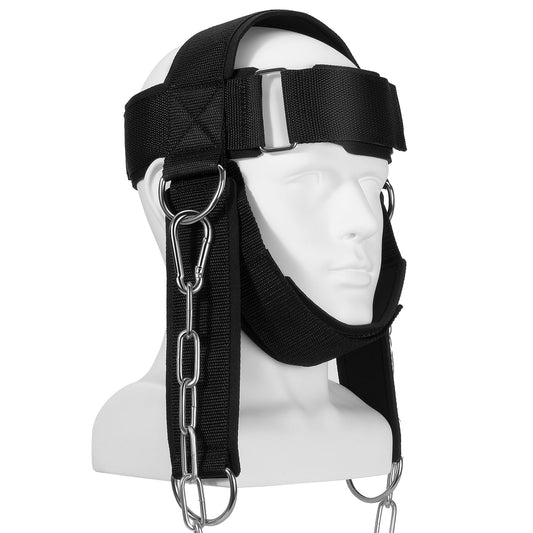 Neck Harness Weight Lifting, Portable Neck Exerciser for Neck Muscle Builder and Pain Relief, Adjustable Soft Padded Chin & Head Strap, Heavy Duty Stainless Steel Chain