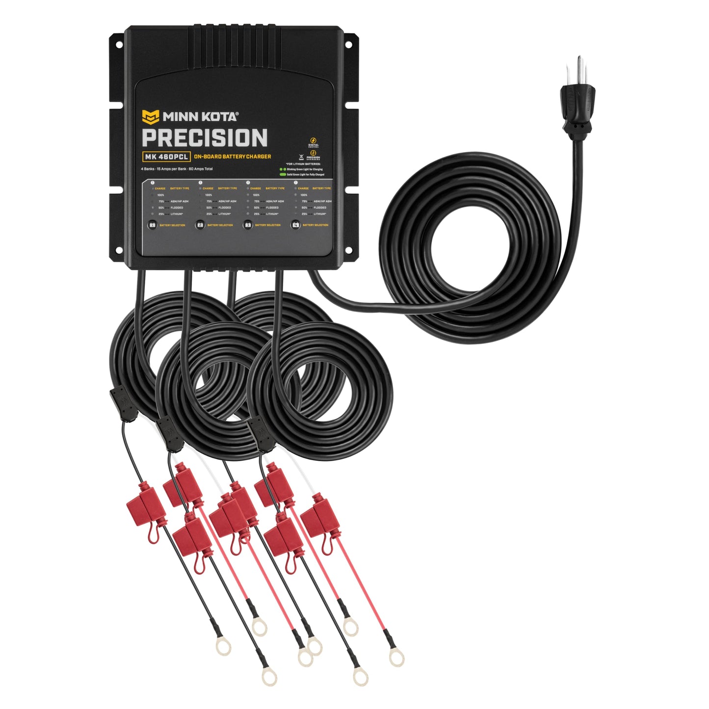 Minn Kota Precision MK-460PCL On-Board Marine Battery Charger – 4 Banks, 15 Amps Each