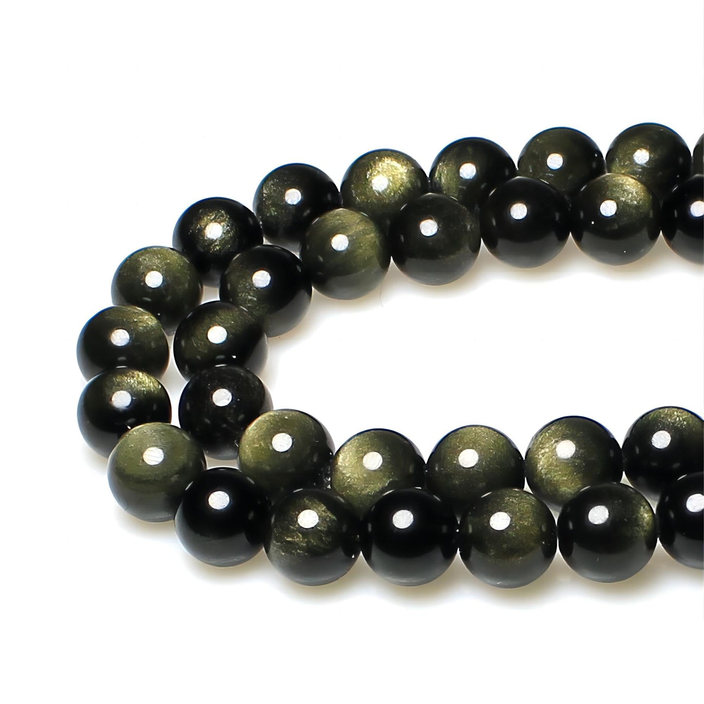 MJDCB Rare Collection Natural Stone Beads Gold Obsidian Round Loose Beads for Jewelry Making DIY Bracelet Necklace (6mm)