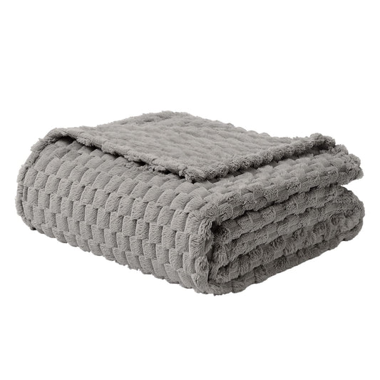 FY FIBER HOUSE Fleece Throw Blanket for Couch 300GMS Super Soft Plush Fuzzy Blankets and Throws for Sofa Bed Office, 40x50 Inches, Light Grey