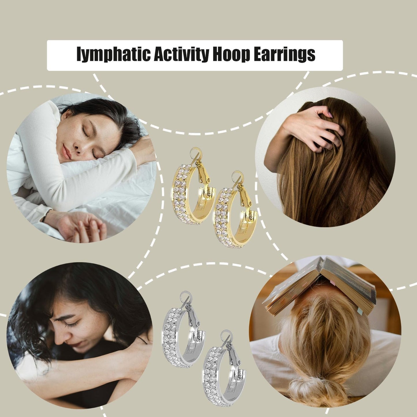 2 Pairs Halolux Lymphvity Germanium Earrings, Halolux Lymphvity Drainage Cubic Zirconia Earrings Lymphati Activity Hoop Earrings for Women Lymphvity Therapy Earring Jewelry (Gold+Silver)