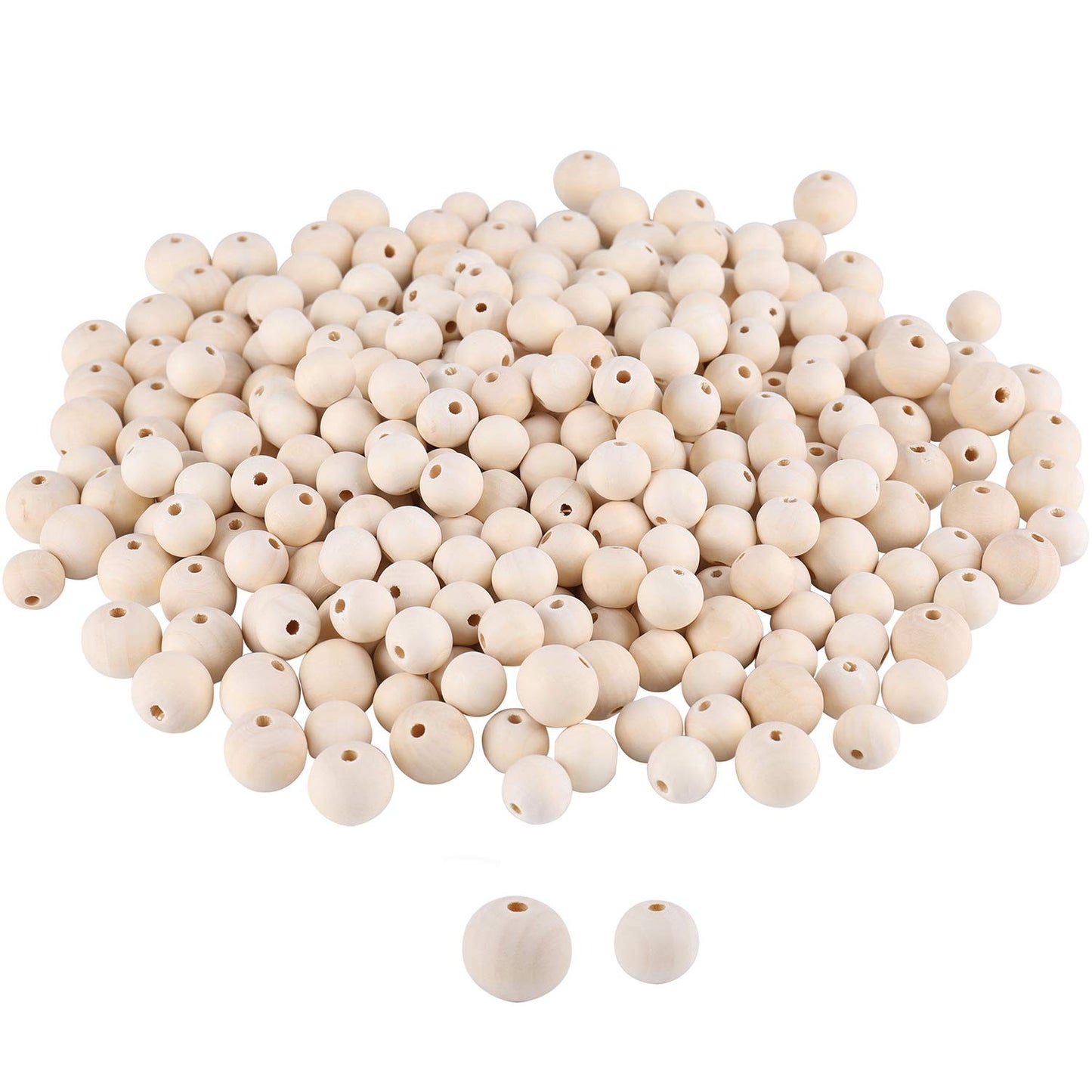 Foraineam 600 Pieces 20mm and 16mm Wood Beads Unfinished Natural Wooden Loose Beads Round Ball Wood Spacer Beads for Crafts DIY Jewelry Making