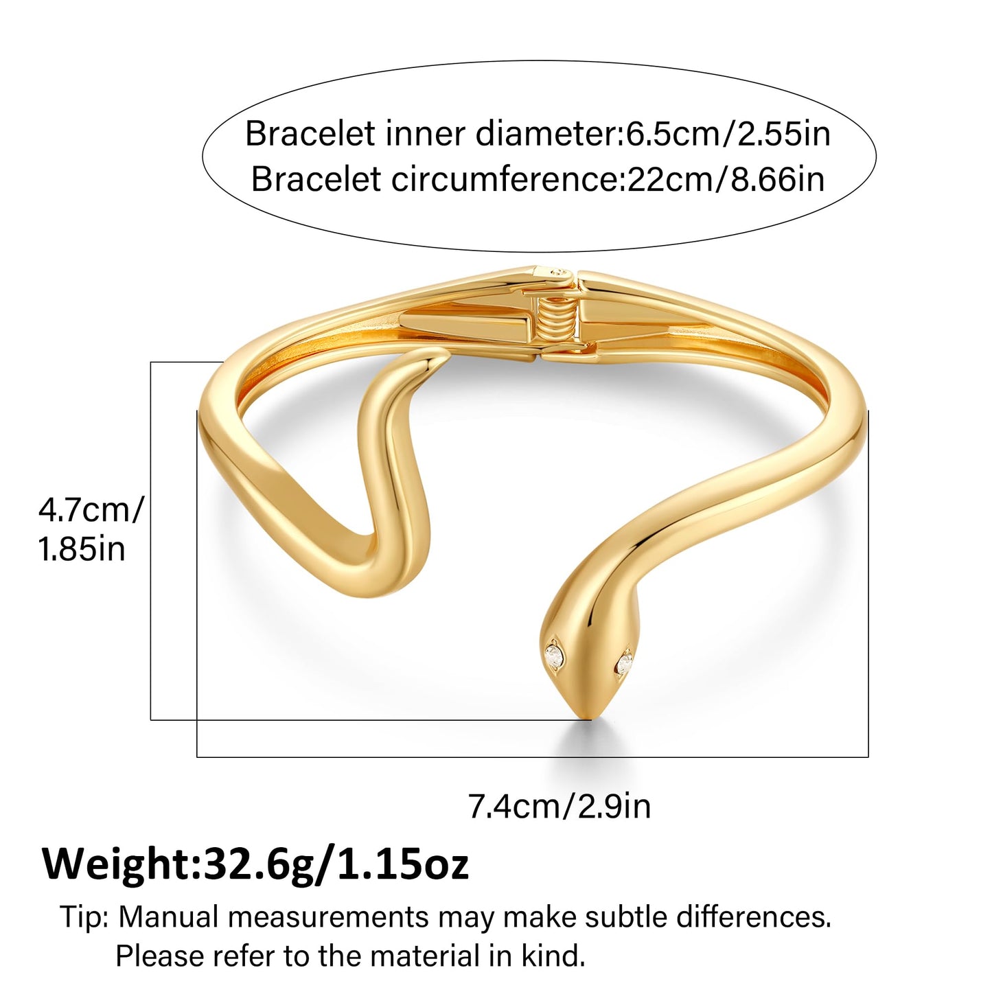 MIJENITI Gold Snake Bangle Bracelet for Women, Trendy Chunky Open Cuff Snake Bracelet, Fashion Statement Gold Jewelry Gifts