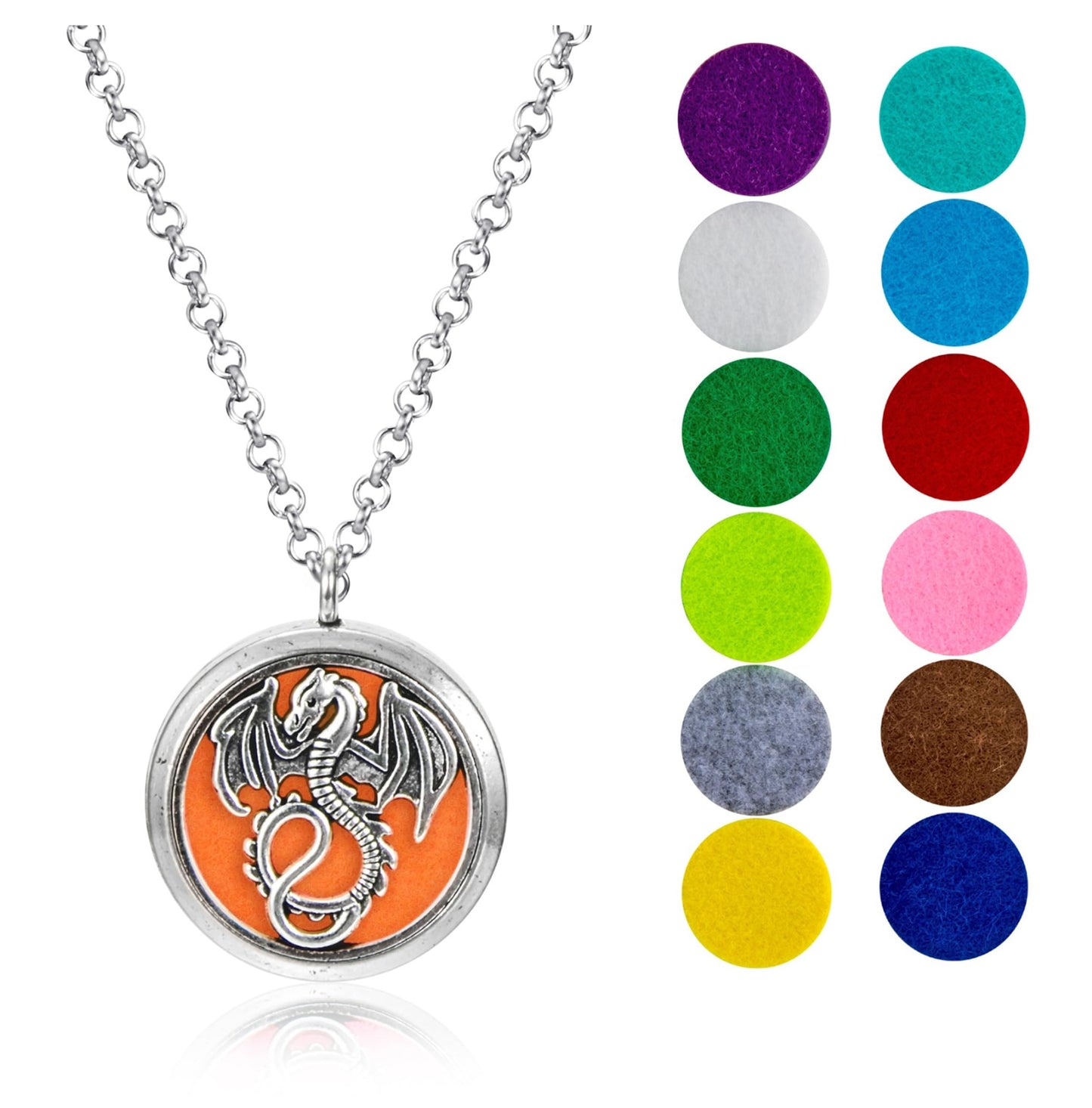 Wild Essentials Mother of Dragons Essential Oil Diffuser Necklace Gift Set with Inner Calm & Relax Oils, Nickel Free Alloy Pendant with 12 Color Pads – USA Made Oils & Perfume Necklace, Family Company