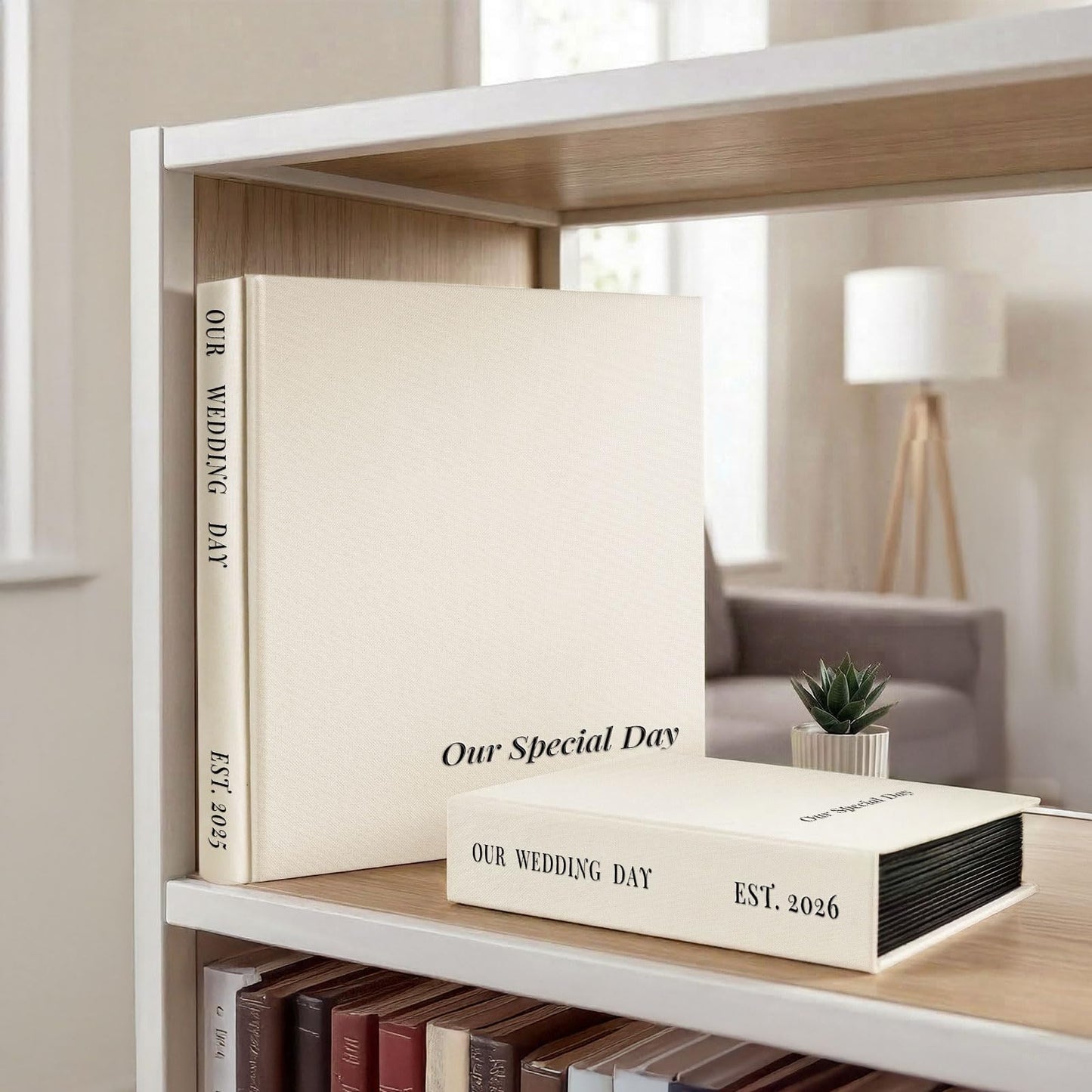 Vienrose Wedding Photo Album 4x6 Slip In Pocket Photo Album with 200 Pockets, Cloth Cover Photo Book, Acid-Free Pages, DIY Custom Cover with Tweezers &Wedding Themed Crystal Stickers, Beige