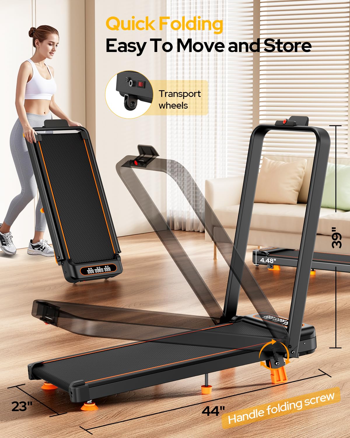 Walking Pad with 10% Incline, 3.5HP Lower Noise Than Other, Walking Pad Treadmill with Handle Bar, Portable Treadmills for Home Small, Foldable Walking Pad 350+lb Capacity, Smart App & Remote