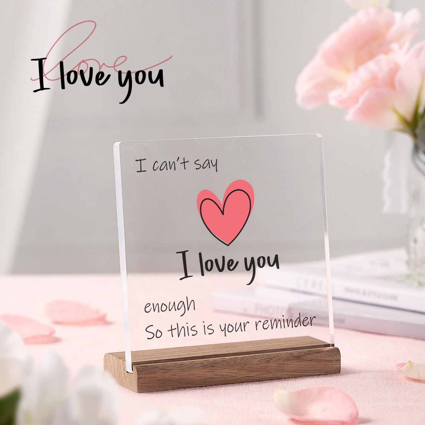 FreeJac I Love You Gifts for Her Him - Valentines Day Gifts for Girlfriend Wife Christmas Birthday Wedding Anniversary Keepsake Loving Acrylic Plaque Gifts for Boyfriend Husband Miss You Gifts