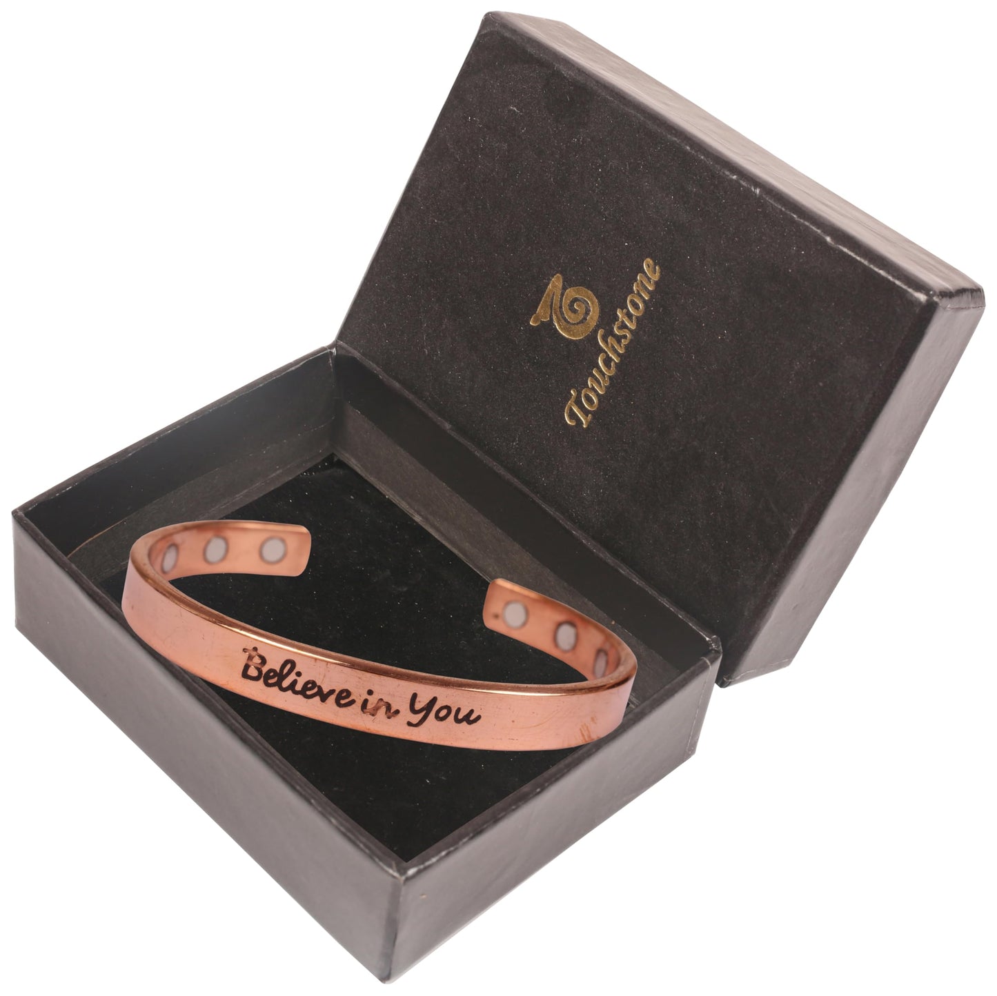 Touchstone Inspirational Copper Engraved Magnetic Bracelets for Women-Personalized Jewelry Gifts for Best Friend/Mom/Daughter/Sister - Adjustable Bracelet in a Gift Box Believe in You