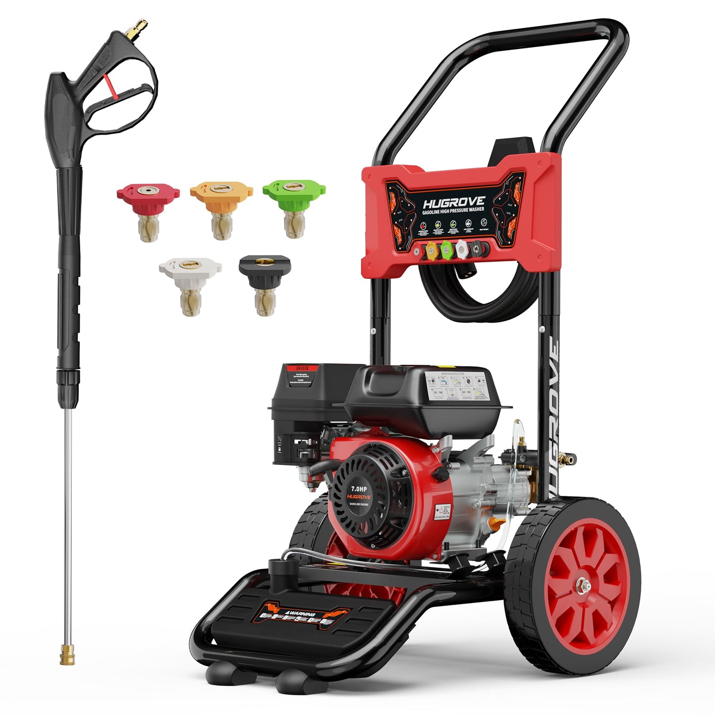 HURGOVE 4000 PSI Gas Pressure Washer for Home Use, 210CC Engine Power Washer with 26FT Hose & 5 Nozzles for Driveways, Cars, Patios & Fences