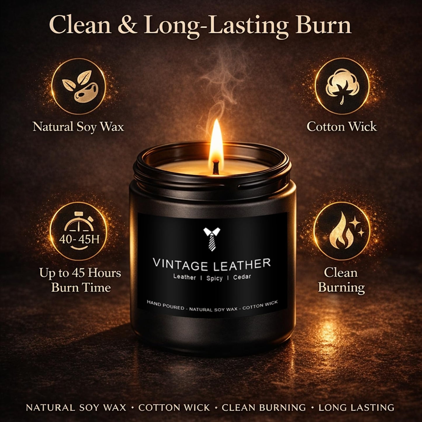 Candles for Men Gift Set, 4 Pack Masculine Scented Soy Candles for Men, Leather, Smoke, Oak & Lavender Scents, Aromatherapy Candle Gift Set for Dad, Husband, Boyfriend, Birthday & Father’s Day Gifts
