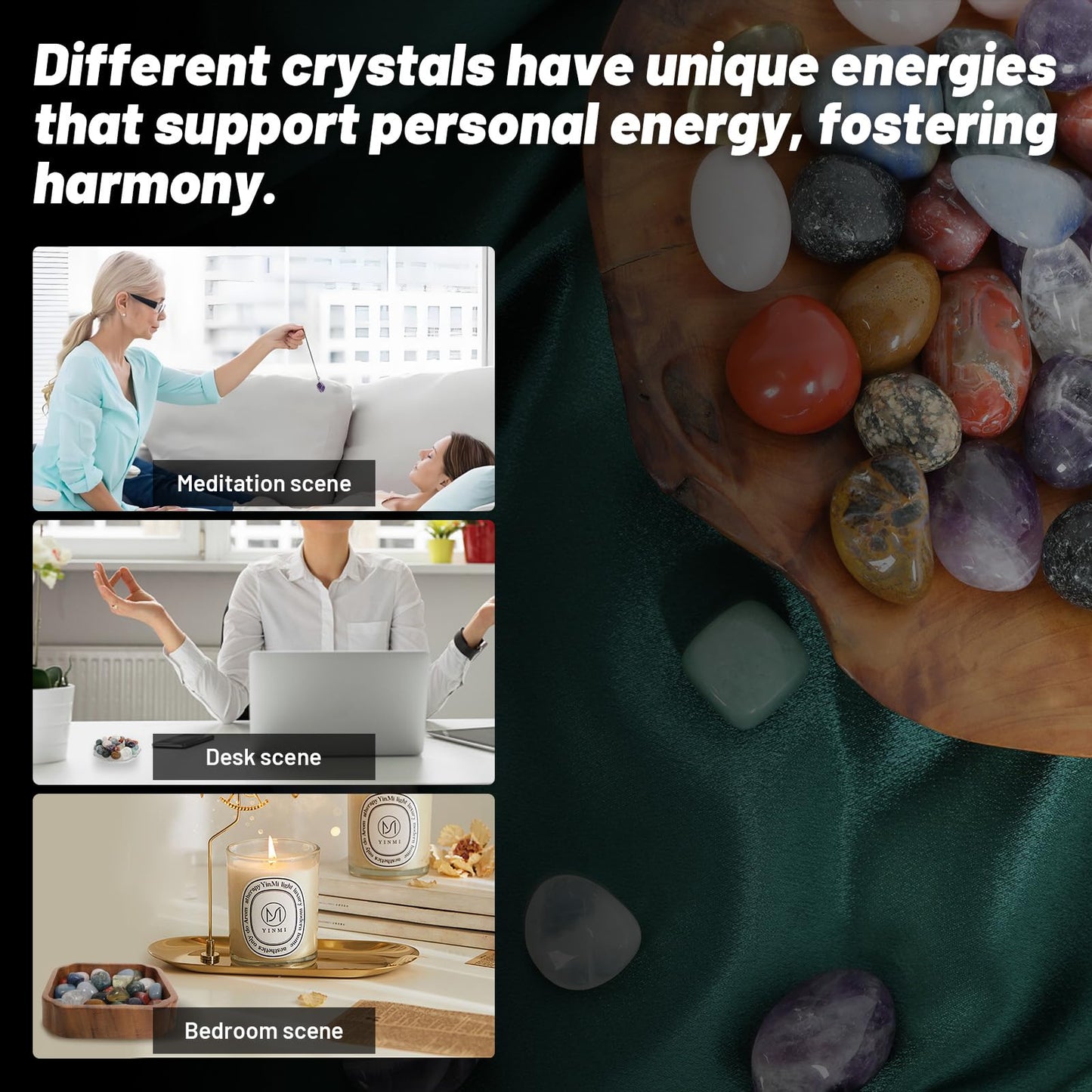 3.5lb Mixed Large Tumbled Crystal Stones Bulk,1″-1.3″, Approx 110 Pcs - Natural Assorted Polished Healing Crystals for Decoration, Healing, Rock Collecting, Cabbing, Wire Wrapping, Wicca & Reiki