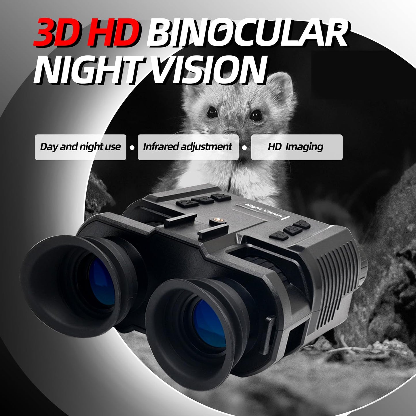 BINOCK Night Vision Goggles, 4K Night Vision Binoculars for Adult, 3D Naked-Eye Display Infrared NVG for Helmet with 7 Level Brightness Adjustment, Waterproof