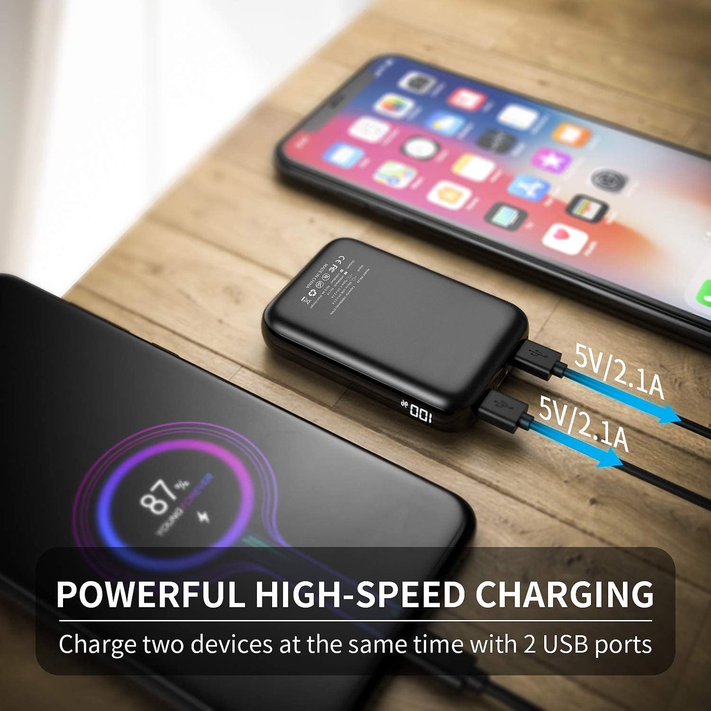 MRBIU 5v 2a Heated Vest Battery Pack, 10000mah LCD Display Power Bank for Heated Jacket,Heated Coat,Heated Clothing,Heated Pant,Heated Hoodie,USB Heated Blanket,Heated Seat/Chair.