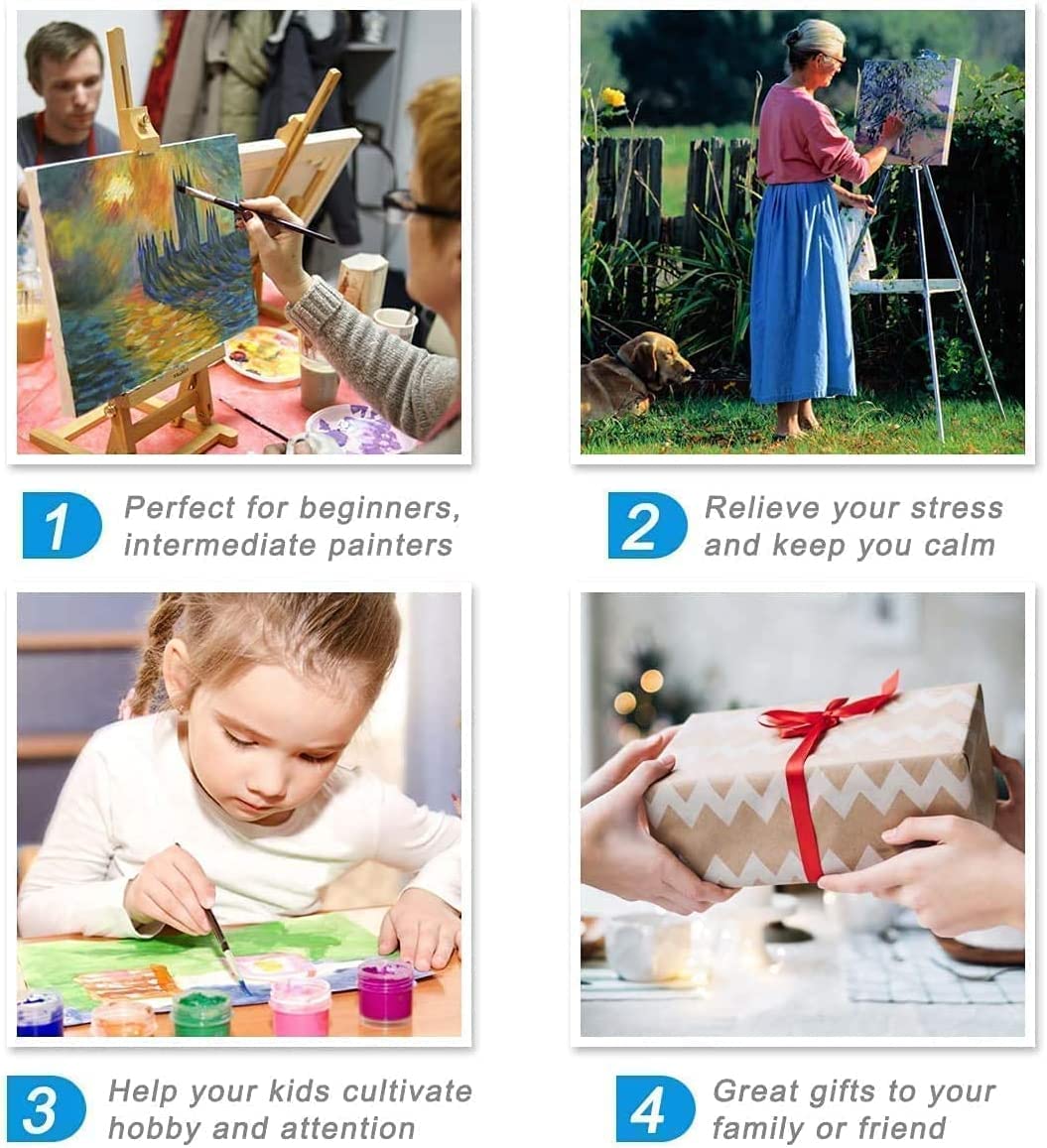 VeGuude Paint by Numbers for Adults and Kids Beginner, 4 Pack Van Gogh Starry Night Painting by Number Kits On Canvas, Without Frame DIY Oil Painting Acrylic Paints, Home Wall Decor Gift 12x16inch