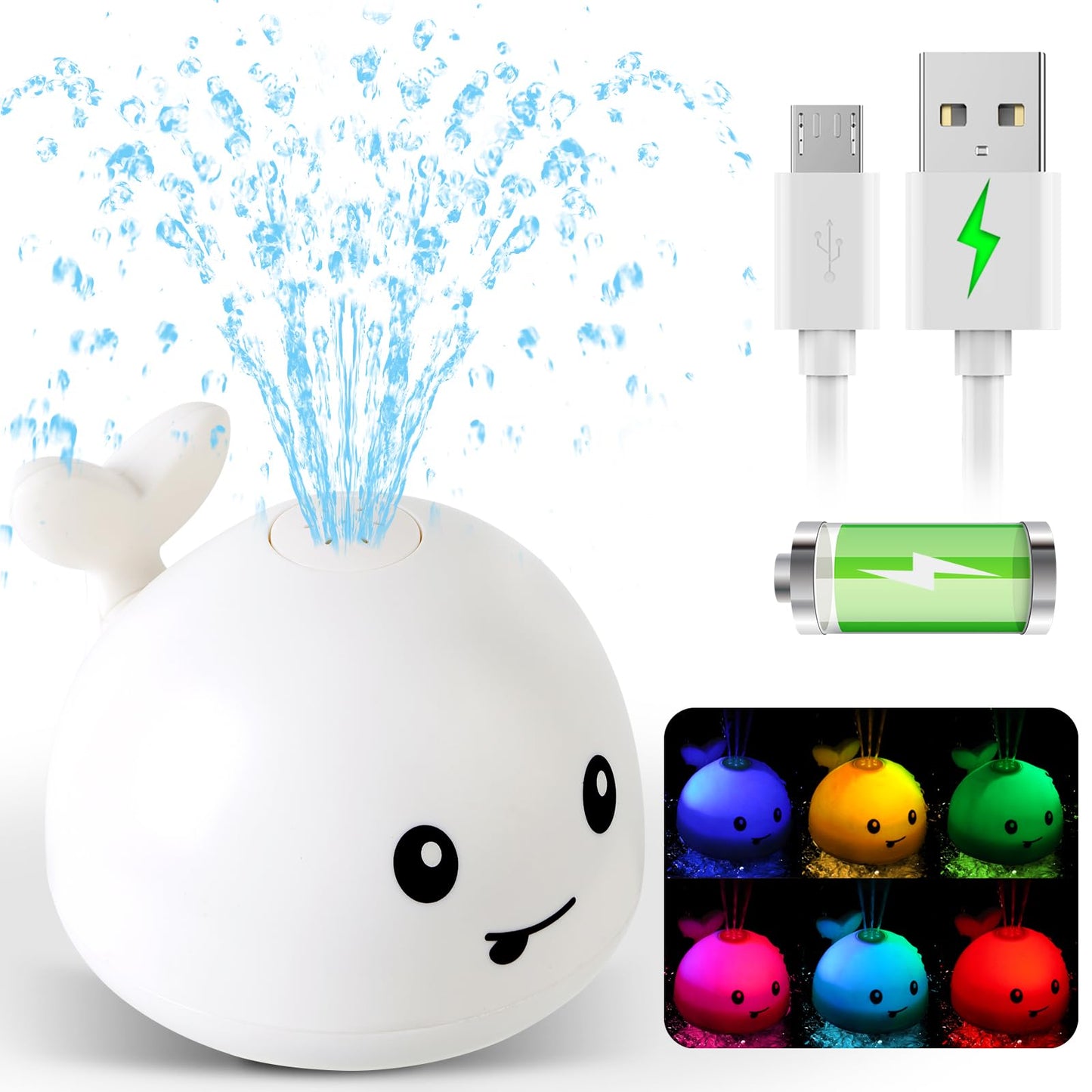 Baby Bath Toys for Kids Ages 1-3, Pool Water Toys for Baby 1 2 3 Year Boy Girl, Whale Bath Toy Sprinkler Light up Bath Toys for Babies 6-12 Months, Toddlers Bathtub Toys Baby Birthday Gifts