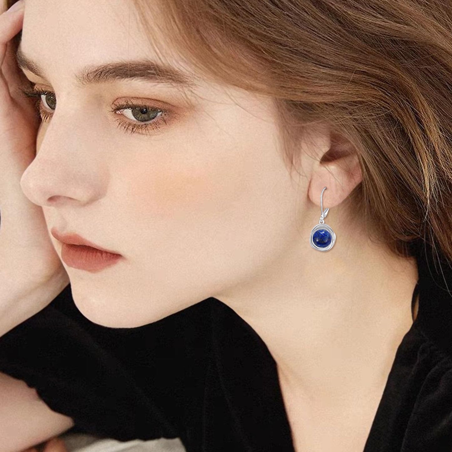 POPLYKE Lapis lazuli Earrings Dangle for Women 925 Sterling Silver Leverback Earrings for Women Lapis lazuli Jewelry Gifts Birthday