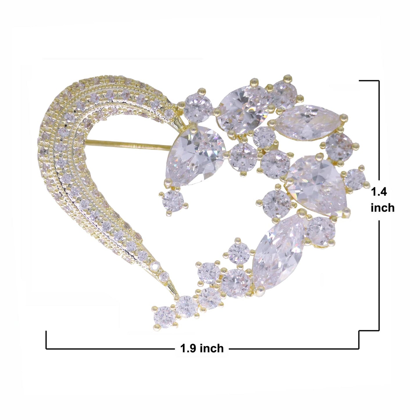 Heart Brooch Pins for Women Fashion Valentine Love Gold Jewelry