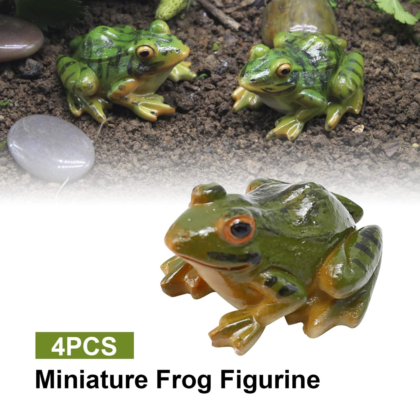 Aynaxcol 4 Pcs Garden Frog Figurine, Miniature Frog Figurines, Small Resin Realistic Frogs Statue for Fairy Garden Fish Tank Terrarium Decor