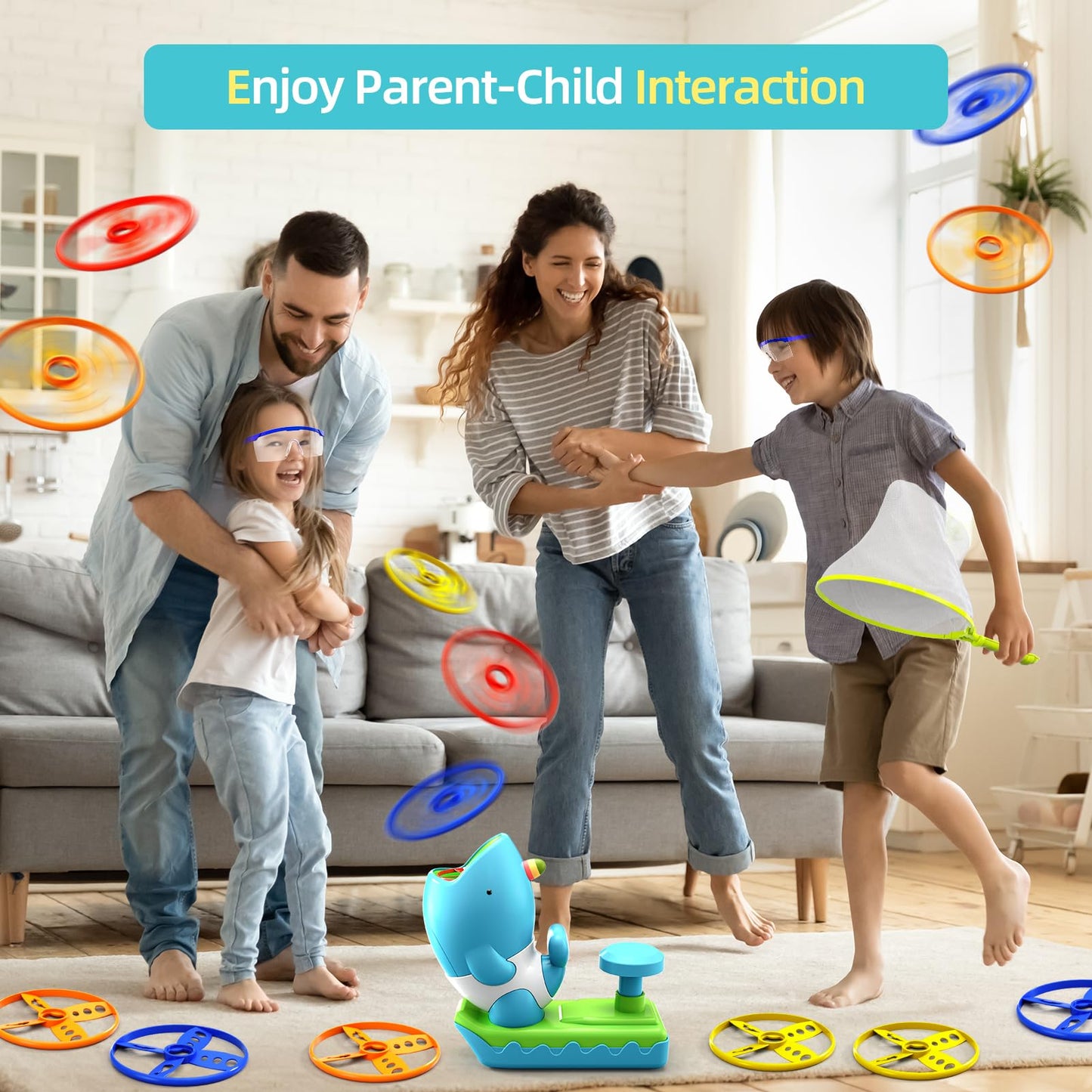 WATUDOU 24 PCS Flying Disc Launcher Outdoor Indoor Game Toys Gifts for 3 4 5 6 Year Old Kids, Outdoor Outside Game Toys for Kids Boys Ages 3-5 4-8, Ideal 3 4 5 6 Year Old Boys Birthday Gifts