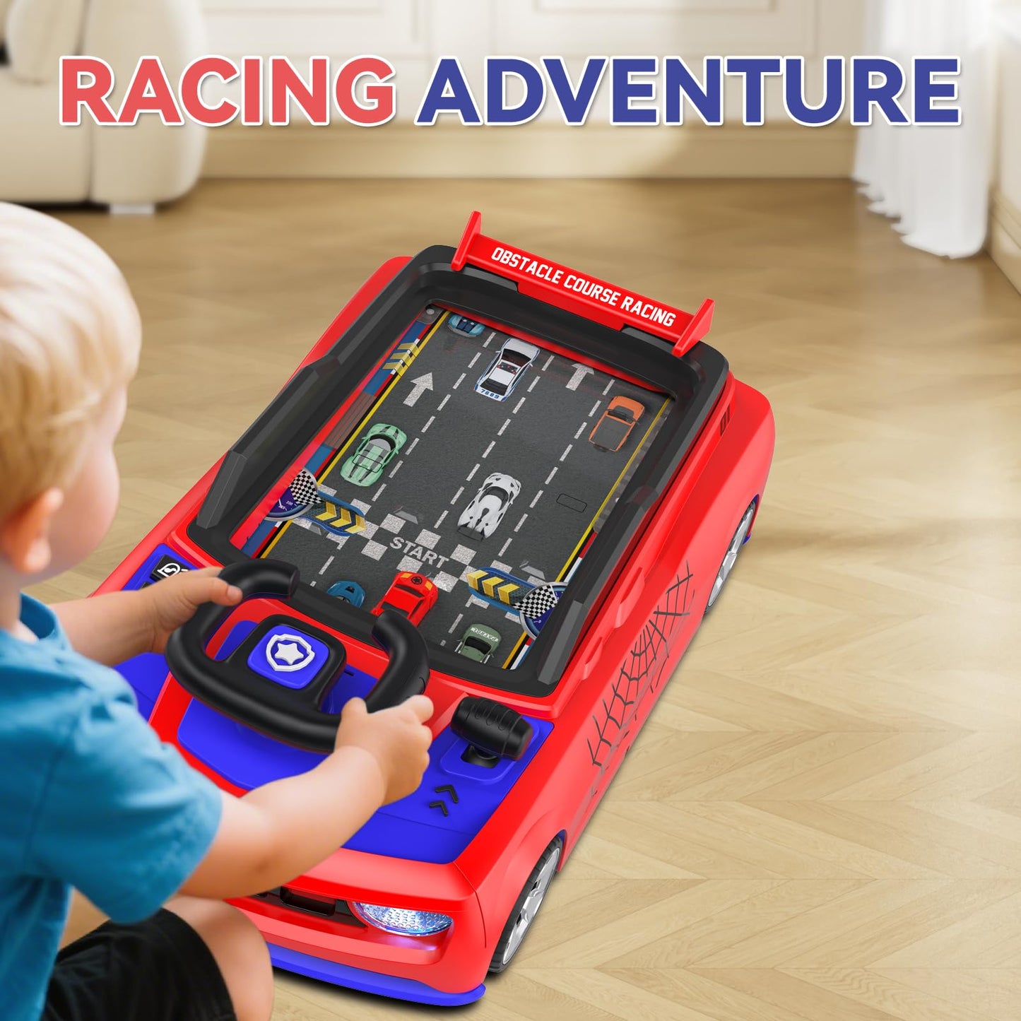 Mytothfy Musical Steering Wheel Racing Car Toy, Racing Adventure Car Steering Wheel for Toddler Kids, Toddler Simulated Driving Game Cars with Sound and Light, Xmas Birthday Gifts for Kids Ages 3+