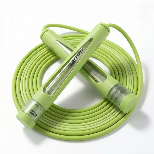 YUEDONG Adjustable Speed Jump Rope with Dual Ball Bearings - Tangle-Free Two-Section Skipping Rope, Ergonomic Thumb Groove Anti-Slip Handles with Transparent View Window for Men Women Kids Fitness Cardio Workout Beginners(Green,2.8m)